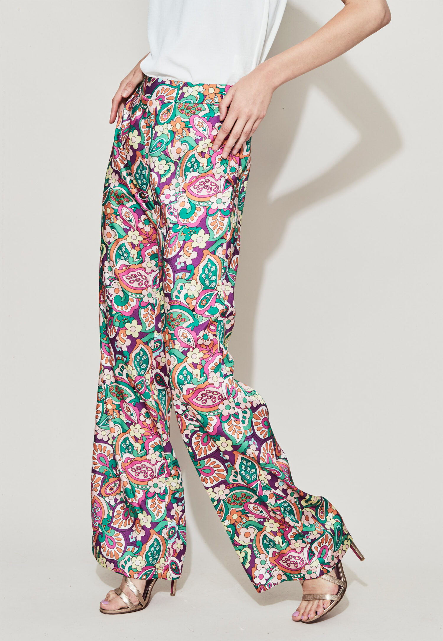 pantalon ancho estampado raso